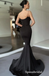 Sexy Satin Spaghetti Staps V-Neck Sleeveless Mermaid Long Prom Dresses,PD3713