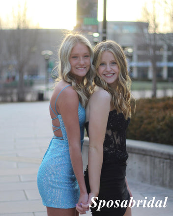 Mismatched Sleeveless Sheath Mini Dresses/ Homecoming Dresses, PD3624