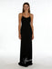 Sexy Black Jersey Spaghetti Straps Sleeveless Open Back Mermaid Prom Dress, PD4063