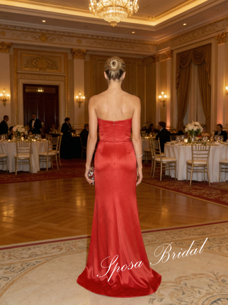 Sexy Soft Satin Sweetheart Sleeveless Side Slit Mermaid Prom Dress, PD4065