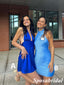 Mismatched Blue Soft Satin Sleeveless Mini Dresses/ Homecoming Dresses, PD3623