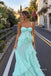 Strapless Mint Green Chiffon Prom Dress, Twist Bust Ruffled High Low Formal Evening Gown,PD4364