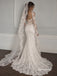 Sweetheart Sheer Corset Lace Mermaid Wedding Dress, Long Lace Sleeve Bridal Gown, WD3149