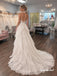 Halter Deep V Lace A Line Wedding Dress, Open Back Bridal Gown, WD3157