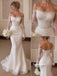 Off The Shoulder Long Sleeve Lace Wedding Dress, Mermaid Fit Bridal Gown, WD3154
