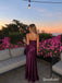 Plum Cowl Neck Satin Slip Dress, Spaghetti Straps Floor Length Formal Gown,PD4344