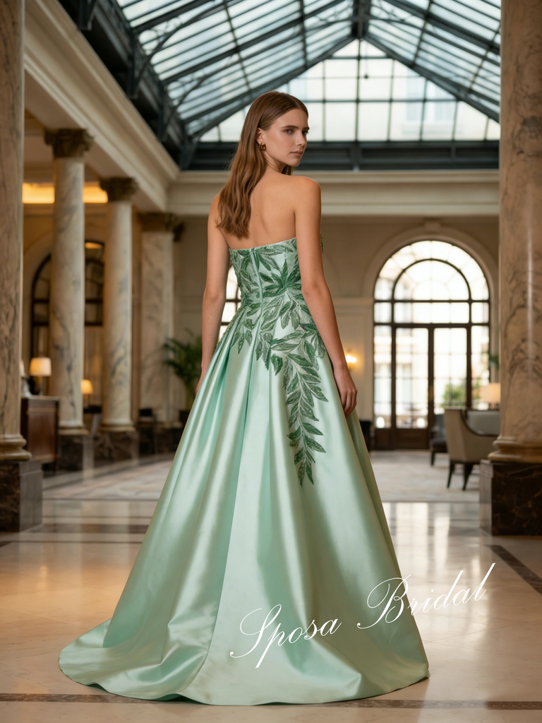 Elegant Satin Sweetheart Sleeveless Appliques A-Line Prom Dress, PD4061