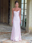 Sexy Soft Satin Spaghetti Sleeveless Mermaid Floor Length Prom Dress, PD4102