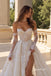 trapless Detachable Lace Sleeve Wedding Dress, Lace Slit Overskirt Bridal Gown, WD3150