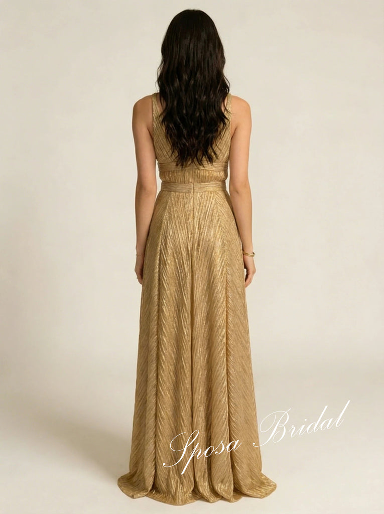 Sexy Spaghetti Straps Sleeveless V-Neck A-Line Prom Dress, PD4059