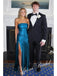 Shiny Metallic Stretch Fabric Sweetheart Sleeveless A-Line Floor Length Graduation Dress, PD4082