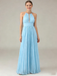 Sexy Halter Chiffon Sleeveless Floor-Length A-Line Maxi Mermaid Bridesmaid Dresses, BD3444