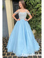 Shiny Special Fabric Beading Sleeveless A-Line Long Prom Dresses, PD3747