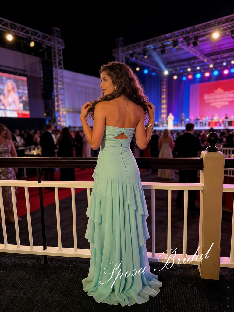 Sweet Chiffon Sweetheart A-Line Maxi Prom Dress, PD4050