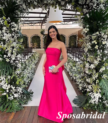 Sexy Satin Sweetheart Sleeveless Mermaid Long Prom Dresses, PD3875