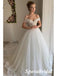 Elegant Off Shoulder V-Neck Sleeveless A-Line Long Wedding Dresses, WD3103