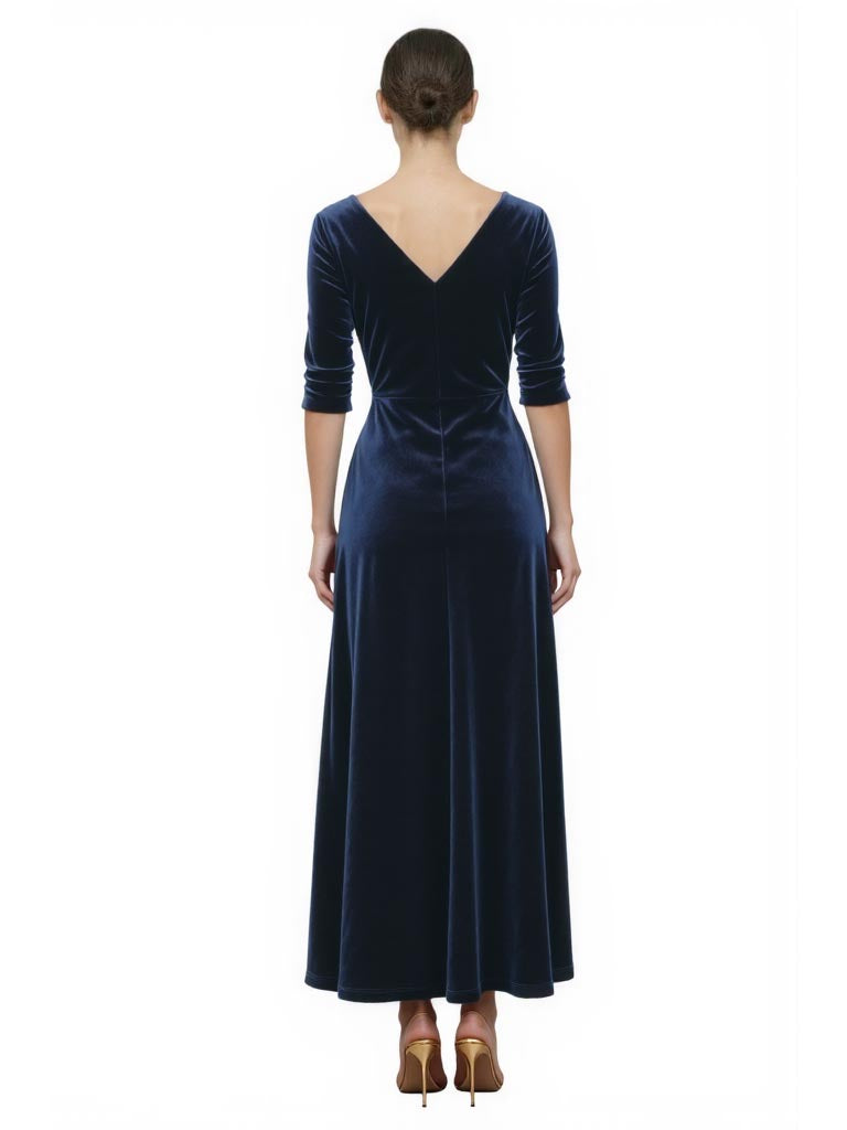 Elegant Velvet Half Sleeves Ankle-Length A-Line Mother Of The Bride Dresses, SFM005