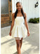 Simple White Spaghetti Straps A-Line Homecoming Dress for Graduation, PD3676