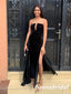 Sexy Velvet Sweetheart Sleeveless Side Slit Mermaid Long Prom Dresses, PD3923