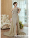 Elegant Tulle One Shoulder Sleeveless Side Slit Mermaid Long Prom Dresses With Train, PD3795