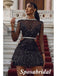 Sexy Back Tulle Rhinestone Long Sleeves A-Line Short Prom Dresses/Homecoming Dresses, PD3525