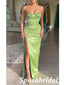 Sexy Soft Satin Sweetheart Sleeveless Side Slit Mermaid Long Prom Dresses With Beading, PD3938