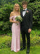 Blush Satin Off the Shoulder Mermaid Gown - Prom Dress for Graduation, PD4145