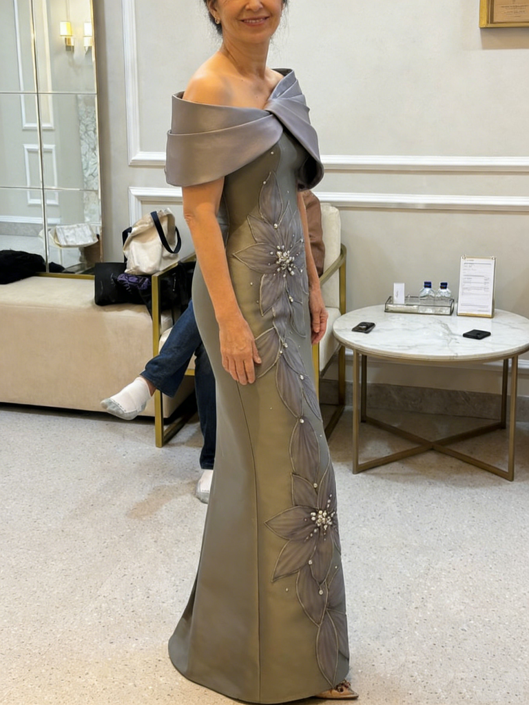 Elegant Satin Floor-Length Sheath Mother Of The Bride Dresses, SFM007