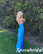 Sexy Soft Satin Spaghetti Straps V-Neck Sleeveless Mermaid Long Prom Dresses, PD3897