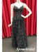 Sexy Black Tulle And Lace Spaghetti Straps V-Neck A-Line Long Prom Dresses, PD3758