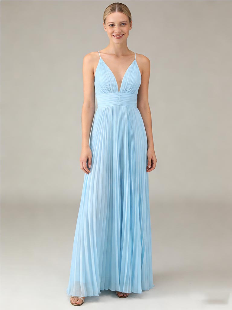 Sexy Spaghetti Straps Chiffon V-Neck Sleeveless Floor-Length A-Line Maxi Mermaid Bridesmaid Dresses, BD3443