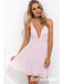 Sexy Chiffon Spaghetti Straps V-Neck A-Line Mini Dresses/ Homecoming Dresses, PD3575