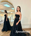 Sexy Black Tulle Sweetheart Sleeveless A-Line Long Prom Dresses , PD3814