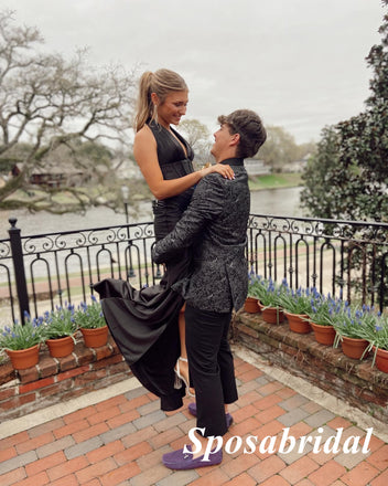 Sexy Black Soft Satin Halter V-Neck Sleeveless Side Slit Mermaid Long Prom Dresses, PD3848