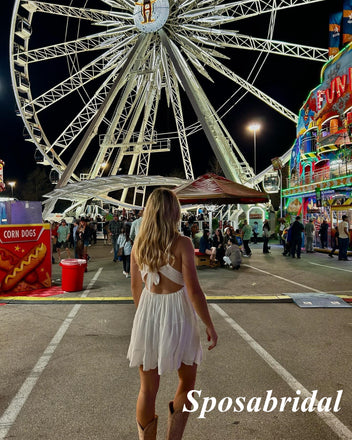 Sexy White Chiffon And Lace Spaghetti Straps V-Neck Sleeveless A-Line Mini Dresses/ Homecoming Dresses, PD3599