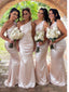 Shiny One Shoulder Soft Satin Sleeveless Floor-Length Mermaid Maxi Mermaid Bridesmaid Dresses, BD3409