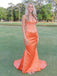 Stunning Orange Soft Satin Sweetheart Embellished Mermaid Prom Dress Corset Back Formal Gown, PD4170