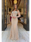 Sexy Off Shoulder Long Sleeves Beaded Mermaid Maxi Prom Dress Wedding Party Dress, PD4041