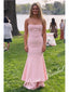 Sweet Crepe Spaghetti Straps Mermaid Floor Length Prom Dress, PD4094