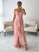 Sexy Chiffon Spaghetti Straps Ruffled Mermaid Floor Length Prom Dress With Split, PD4121