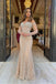 Sexy Off Shoulder Long Sleeves Beaded Mermaid Maxi Prom Dress Wedding Party Dress, PD4041