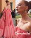 Elegant Chiffon Off Shoulder A-Line Long Prom Dresses, PD3799