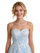 Sweet Tulle Blue And White Sweetheart Sleeveless A-Line Maxi Prom Dress with Appliques, PD4040