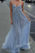 Sexy Tulle Spaghetti Straps V-Neck Sleeveless A-Line Prom Dress, PD4056