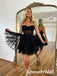 Sexy Black Tulle Sweetheart V-Neck A-Line Mini Dresses/ Homecoming Dresses, PD3579