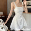 Elegant White Satin Spaghetti Straps Sleeveless A-Line Short Prom Dresses/Homecoming Dresses, PD3522