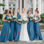 Elegant Mismatched Chiffon Side Slit A-Line Floor Length Bridesmaid Dresses, BD3325