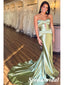 Sexy Sage Elastic Satin Sweetheart Mermaid Long Prom Dressest, PD3820