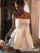 Sexy Satin Sweetheart Sleeveless A-Line Beach Short Wedding Dresses, WD3100