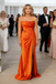 Sexy Orange Strapless Soft Satin Mermaid Bridesmaid Gown for Fall Wedding, BD3450